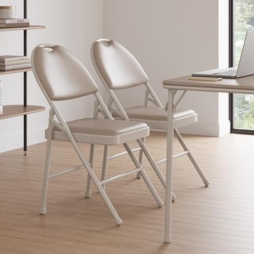 2 Pack Fabric Padded Folding Chairs – Metal, Stackable Indoor & Outdoor - Kwikley