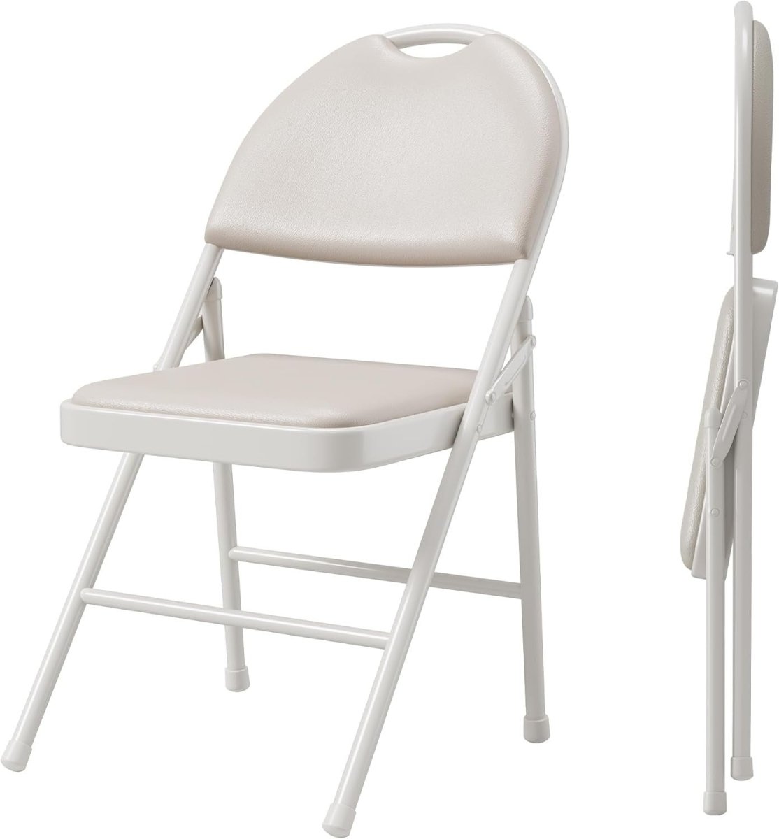 2 Pack Fabric Padded Folding Chairs – Metal, Stackable Indoor & Outdoor - Kwikley