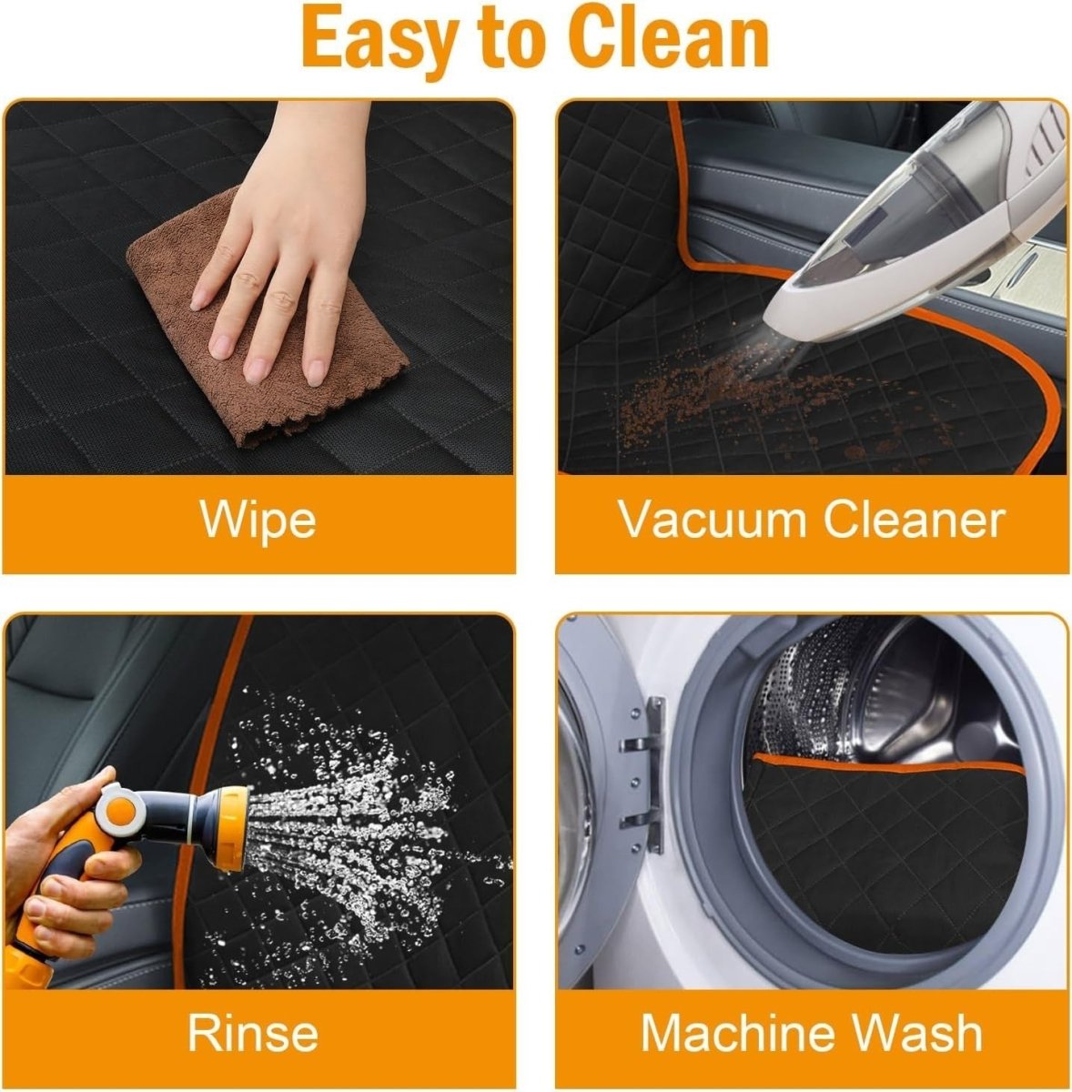 2 Pack Front Dog Car Seat Covers Waterproof Non Slip Pet Protector Orange - Kwikley