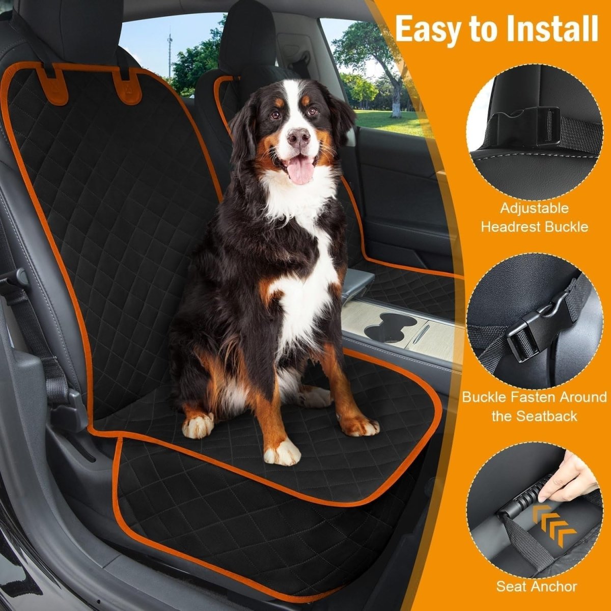 2 Pack Front Dog Car Seat Covers Waterproof Non Slip Pet Protector Orange - Kwikley