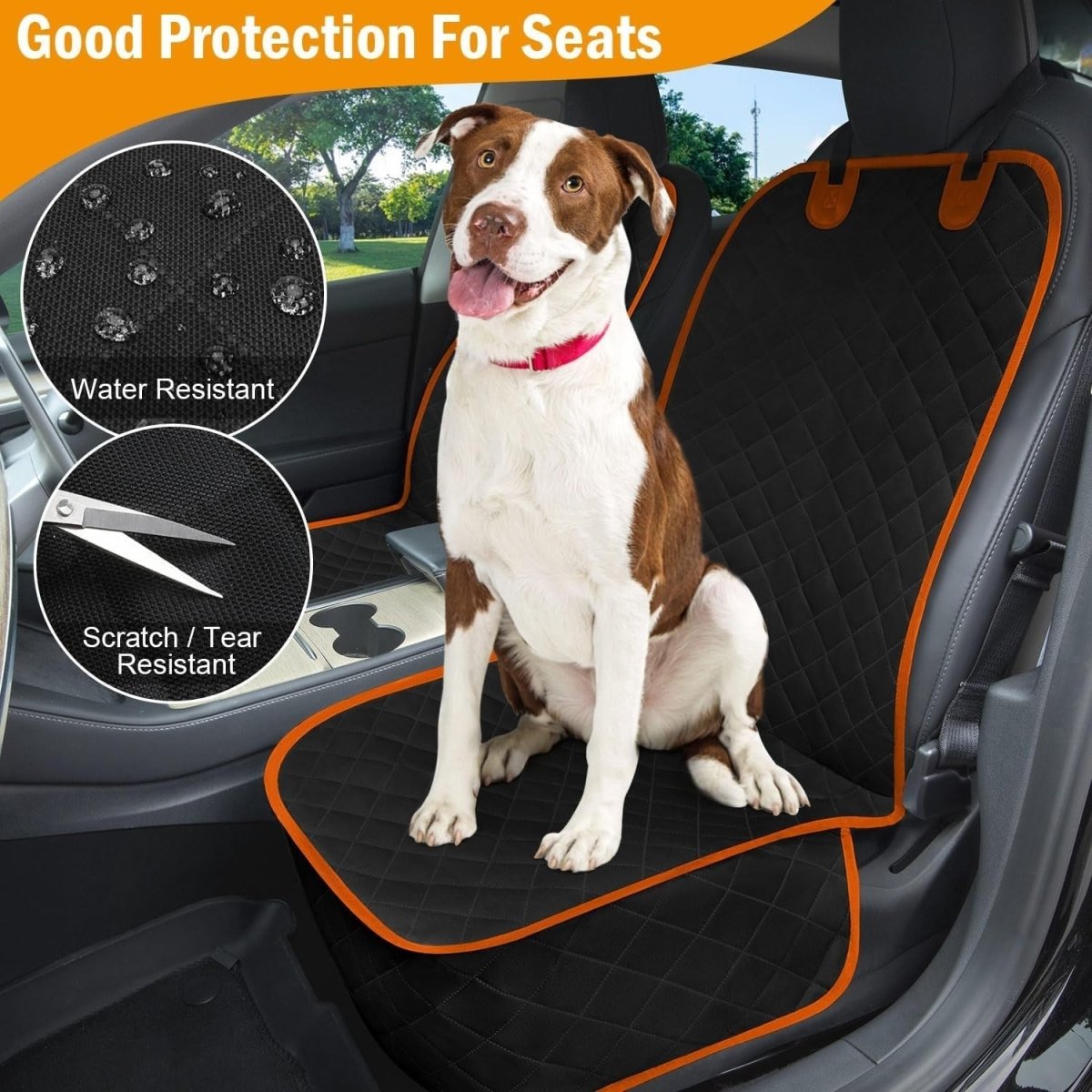 2 Pack Front Dog Car Seat Covers Waterproof Non Slip Pet Protector Orange - Kwikley