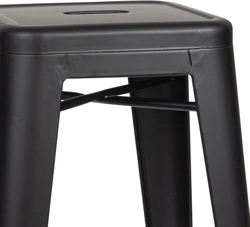 2 - Pack Metal Bar Stools Stackable Footrest Counter Height Matt Black - Kwikley