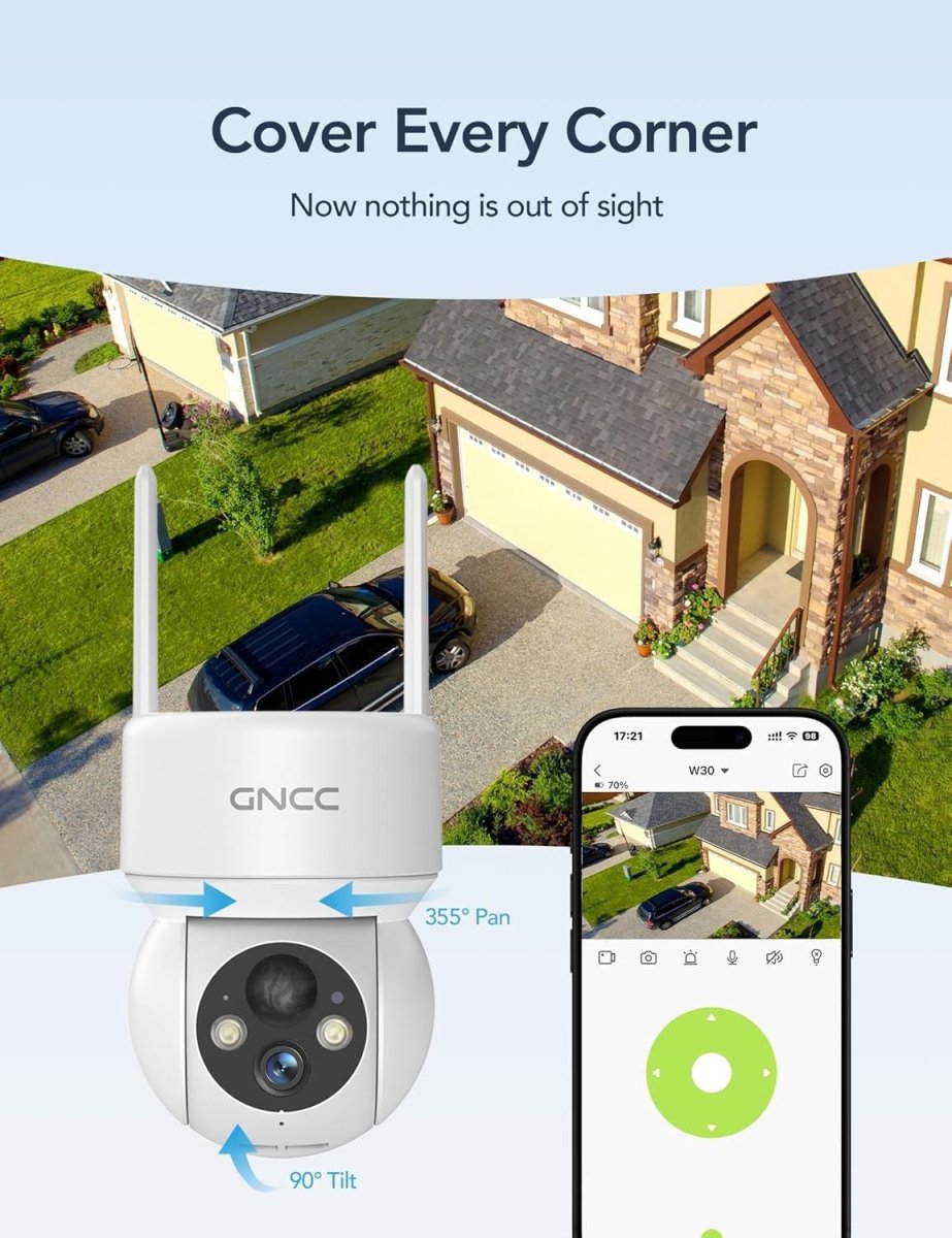 2 Pack Solar Security Camera Wireless Outdoor PTZ Color Night Vision - Kwikley