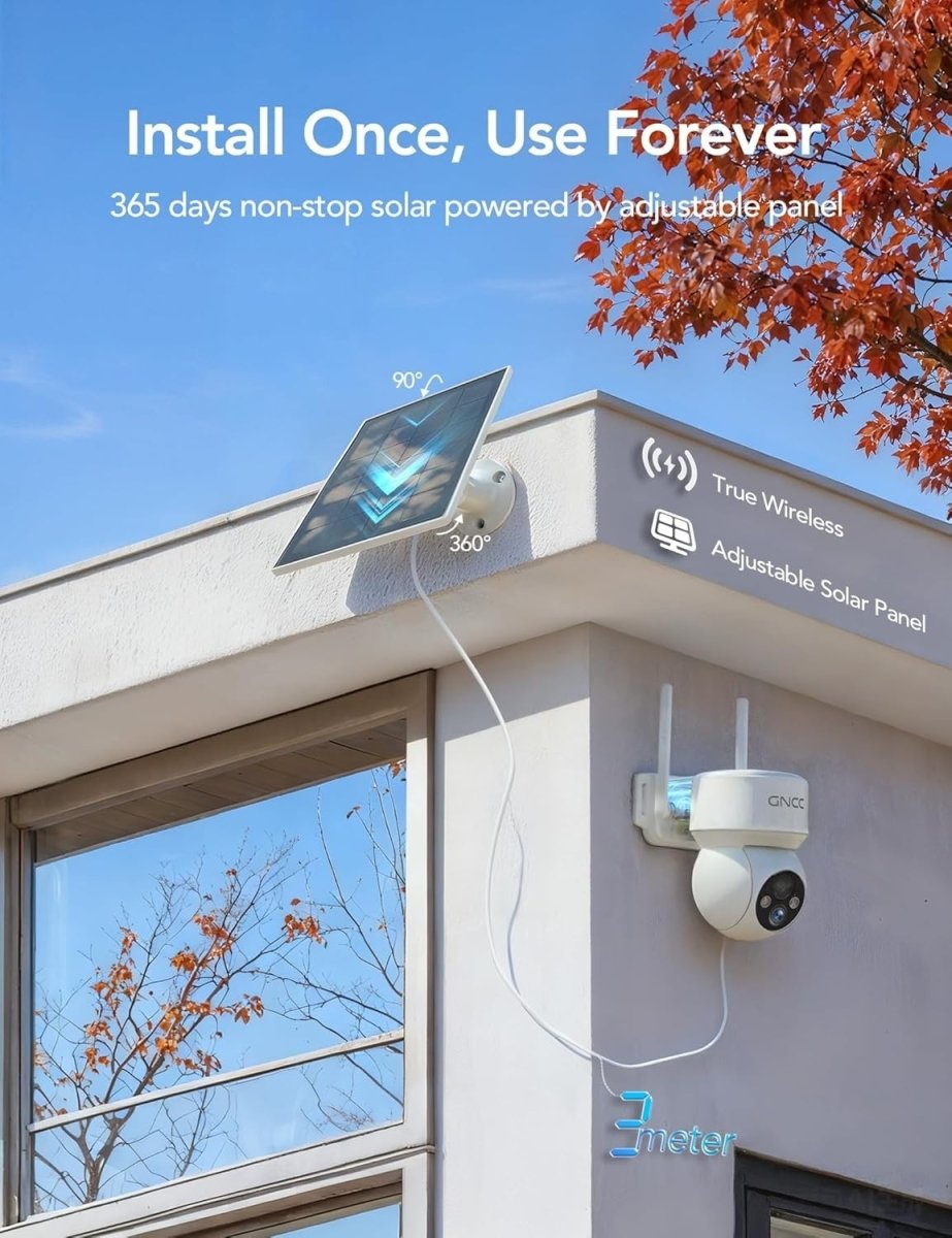 2 Pack Solar Security Camera Wireless Outdoor PTZ Color Night Vision - Kwikley