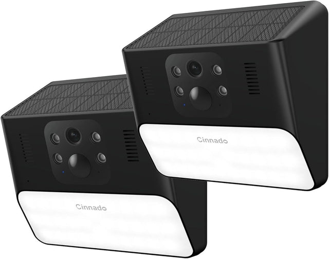 2 Pack Solar Wall Light Security Camera 2K Wireless PIR Night Vision