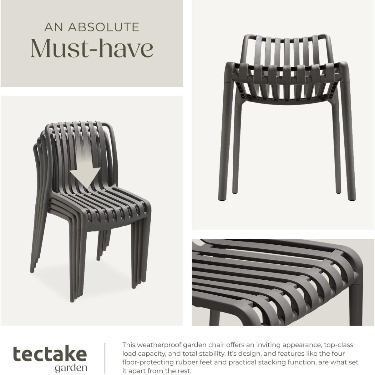 2 Pack Stackable Garden Chairs – Weather - Resistant, Lightweight Outdoor Seating - Kwikley