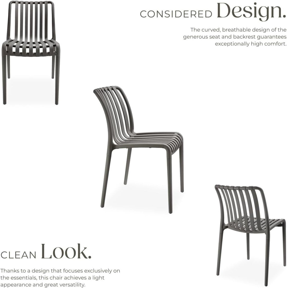 2 Pack Stackable Garden Chairs – Weather - Resistant, Lightweight Outdoor Seating - Kwikley