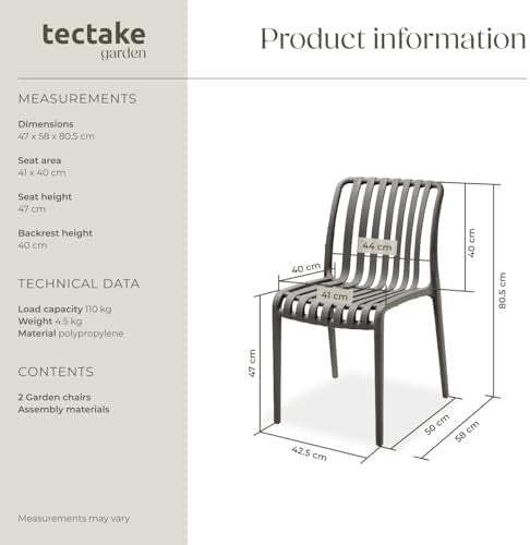 2 Pack Stackable Garden Chairs – Weather - Resistant, Lightweight Outdoor Seating - Kwikley