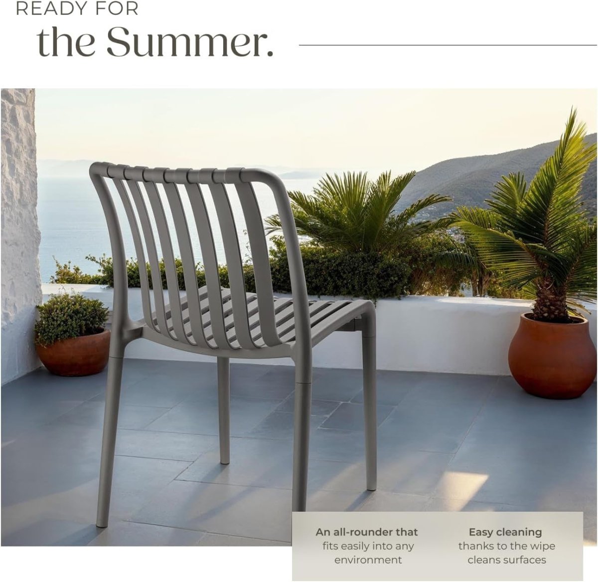 2 Pack Stackable Garden Chairs – Weather - Resistant, Lightweight Outdoor Seating - Kwikley