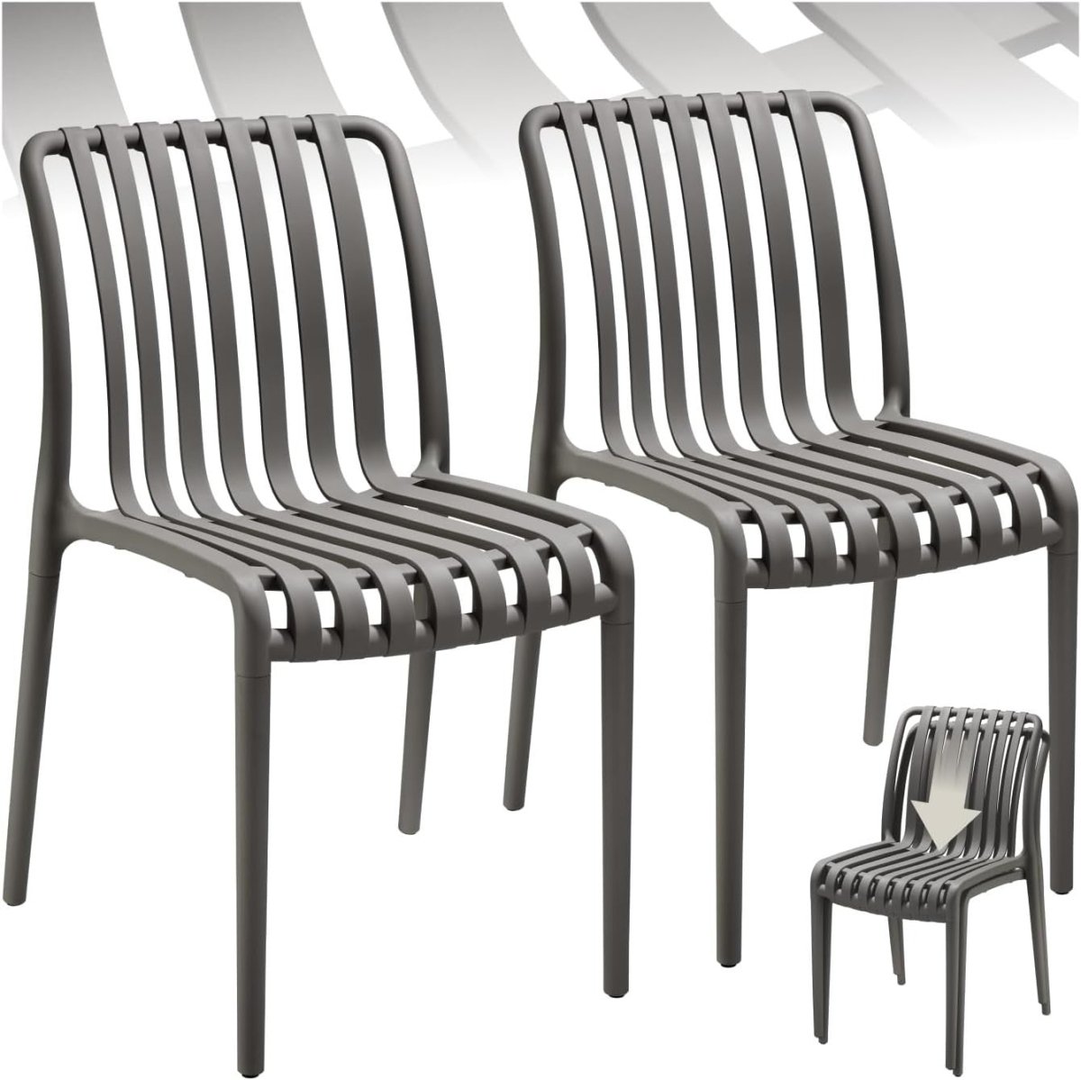 2 Pack Stackable Garden Chairs – Weather - Resistant, Lightweight Outdoor Seating - Kwikley