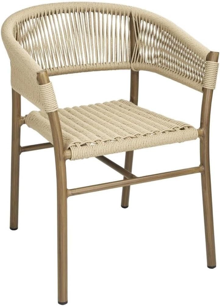 2 - Pack Stackable Natural Rope Wicker Chairs Indoor & Outdoor Aluminium - Kwikley
