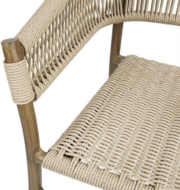 2 - Pack Stackable Natural Rope Wicker Chairs Indoor & Outdoor Aluminium - Kwikley