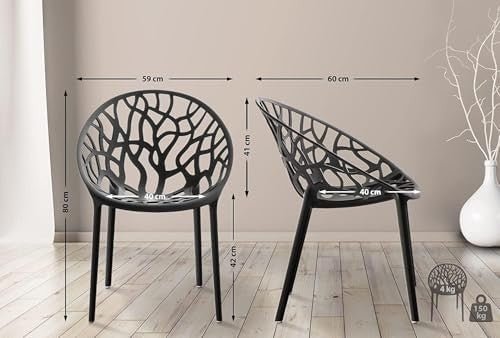 2 Pack Stackable Plastic Dining Chairs Geometric Hollow Beige Indoor Outdoor - Kwikley