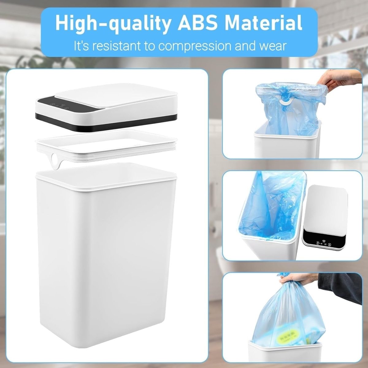 2 Pack Touchless Motion Sensor Bins 12L & 18L Slim Waterproof - Kwikley