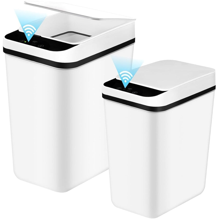 2 Pack Touchless Motion Sensor Bins 12L & 18L Slim Waterproof - Kwikley