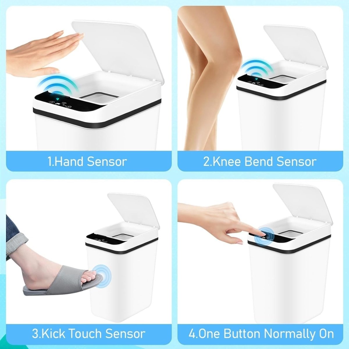 2 Pack Touchless Motion Sensor Bins 12L & 18L Slim Waterproof - Kwikley