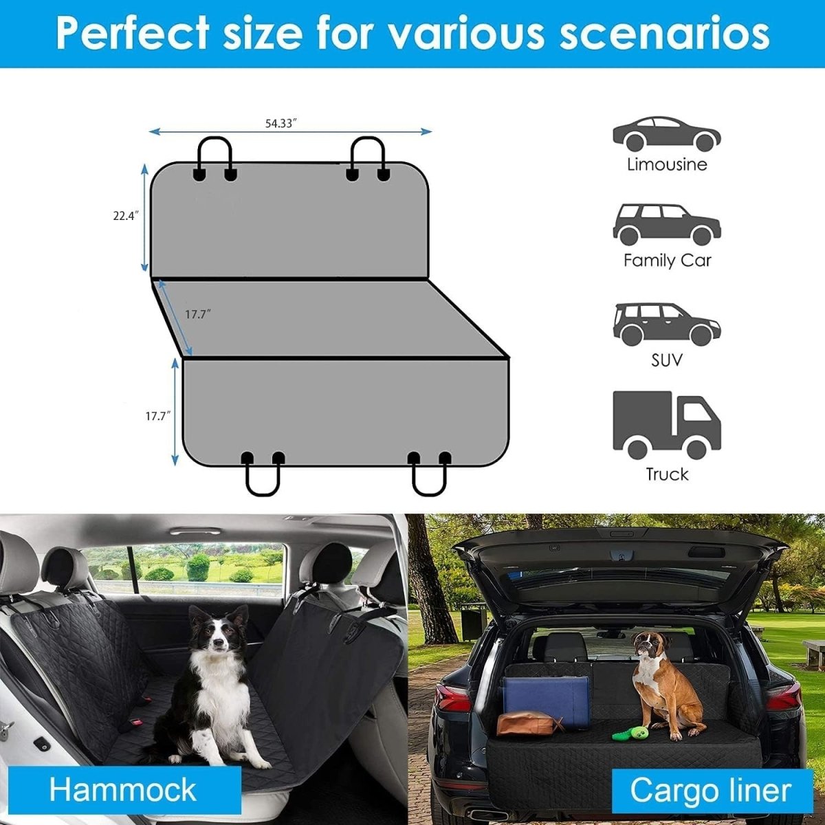 2 Pack Waterproof Dog Car Seat Cover Hammock SUV Truck Boot Protector - Kwikley