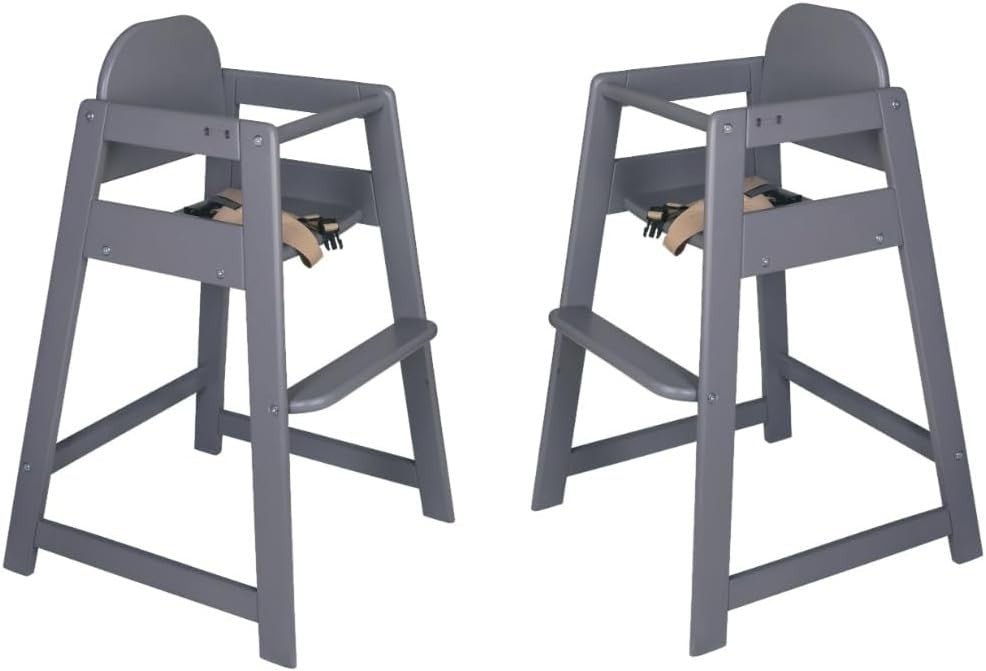 2 Pack Wooden Baby High Chairs Stackable Toddler Feeding Chairs Grey - Kwikley