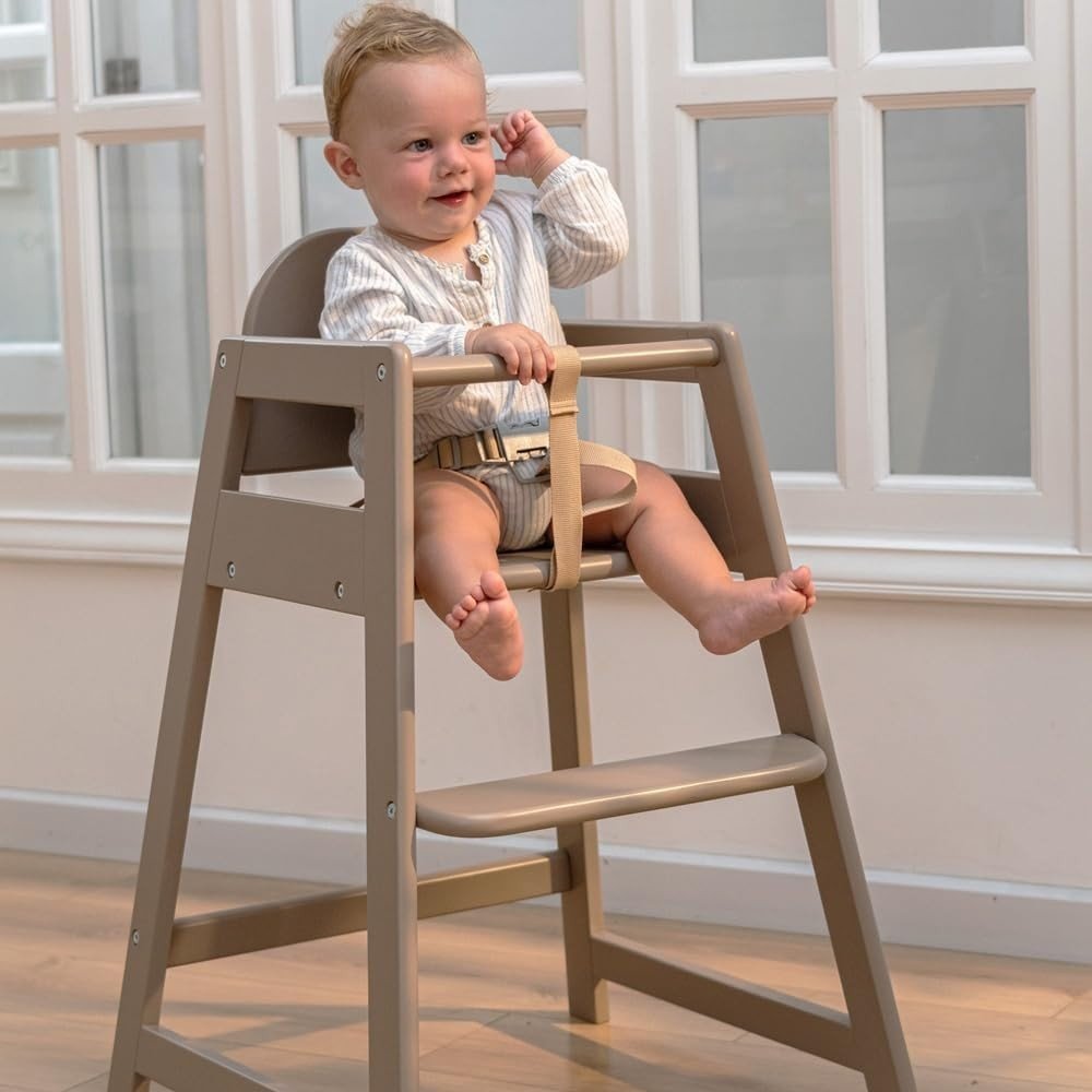 2 Pack Wooden Baby High Chairs Stackable Toddler Feeding Chairs Grey - Kwikley