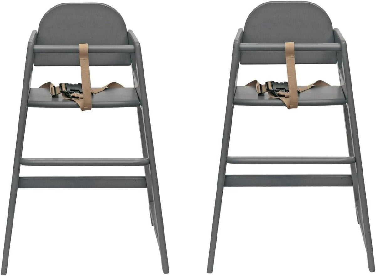 2 Pack Wooden Baby High Chairs Stackable Toddler Feeding Chairs Grey - Kwikley