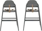 2 Pack Wooden Baby High Chairs Stackable Toddler Feeding Chairs Grey - Kwikley
