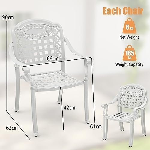 2 PCS Outdoor Aluminum Garden Chairs Stackable Patio Armchairs White - Kwikley