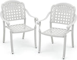2 PCS Outdoor Aluminum Garden Chairs Stackable Patio Armchairs White