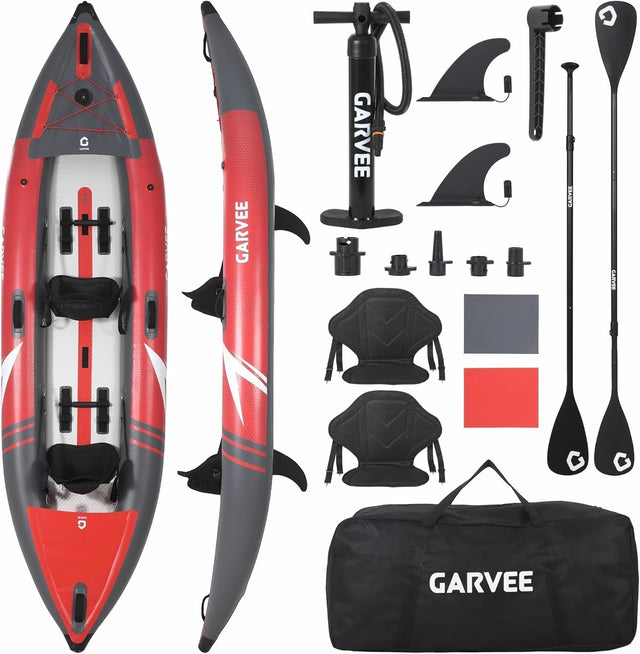 2 Person Inflatable Fishing Kayak w/ Paddles Pump Seats Bag