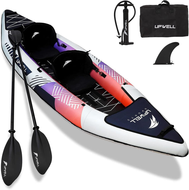 2 Person Inflatable Kayak Set w/ Paddles Pump High Pressure Floor