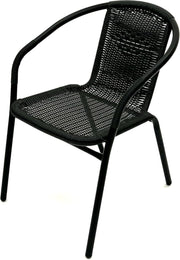 2 Rattan Garden Patio Chairs Stackable Outdoor Bistro Seating Black - Kwikley