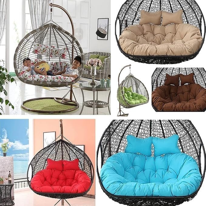 2 Seater Egg Chair Cushion Waterproof Swing Seat Pad Thick Outdoor Comfort - Kwikley