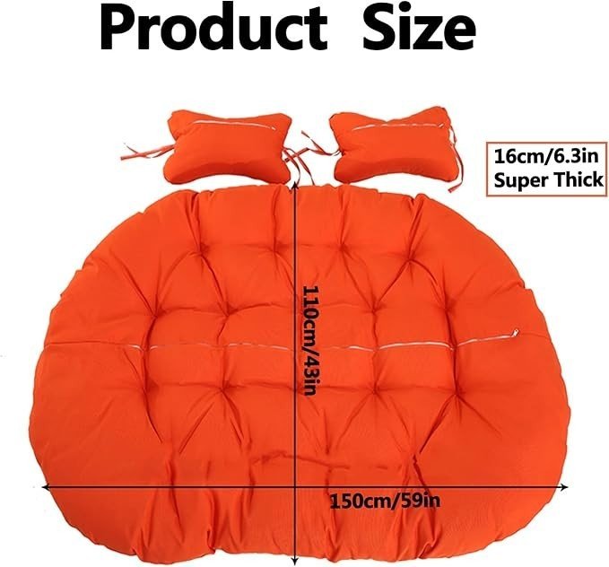 2 Seater Egg Chair Cushion Waterproof Swing Seat Pad Thick Outdoor Comfort - Kwikley
