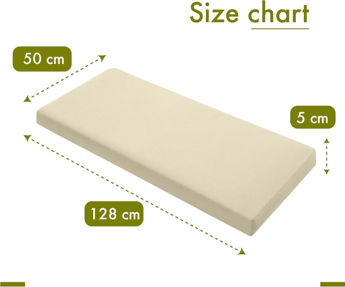 2 Seater Garden Bench Cushion Pad 128x50cm Water Resistant Patio Seat - Kwikley