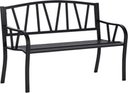 2 Seater Metal Garden Bench Outdoor Patio Loveseat Chair Black - Kwikley