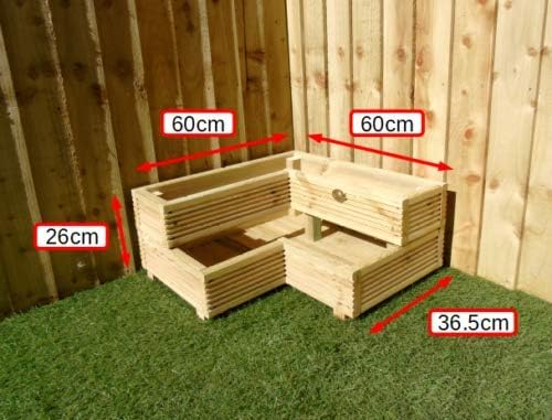2 Tier Corner Wooden Planter Garden Decking Pot Herb Flower - Kwikley