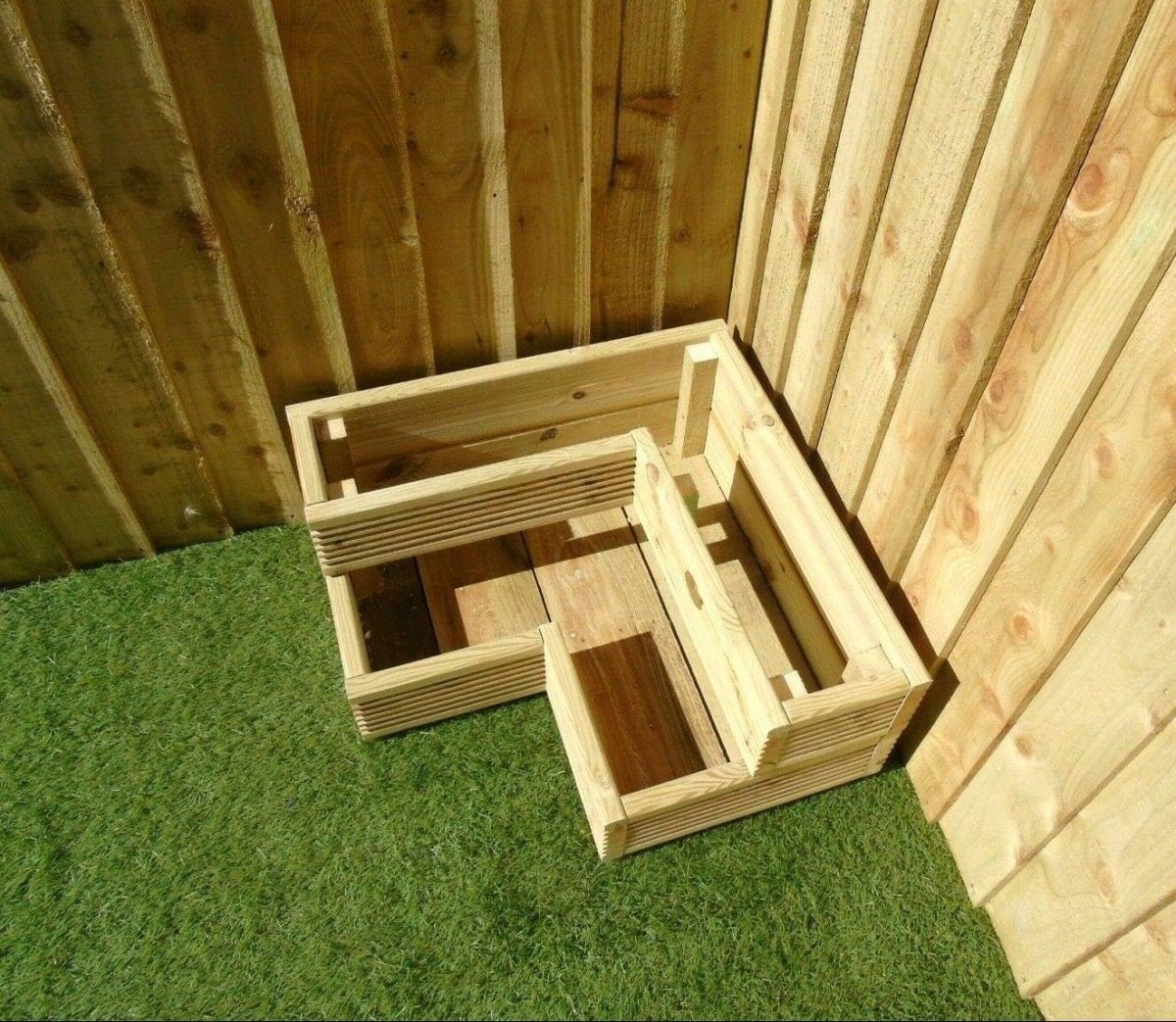2 Tier Corner Wooden Planter Garden Decking Pot Herb Flower - Kwikley