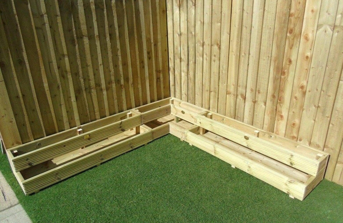 2 Tier Corner Wooden Planter Garden Decking Pot Herb Flower - Kwikley