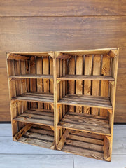 2 x Painted Wooden Crates with 3 - Tier Barrister Shelves 40x30x75cm - Kwikley