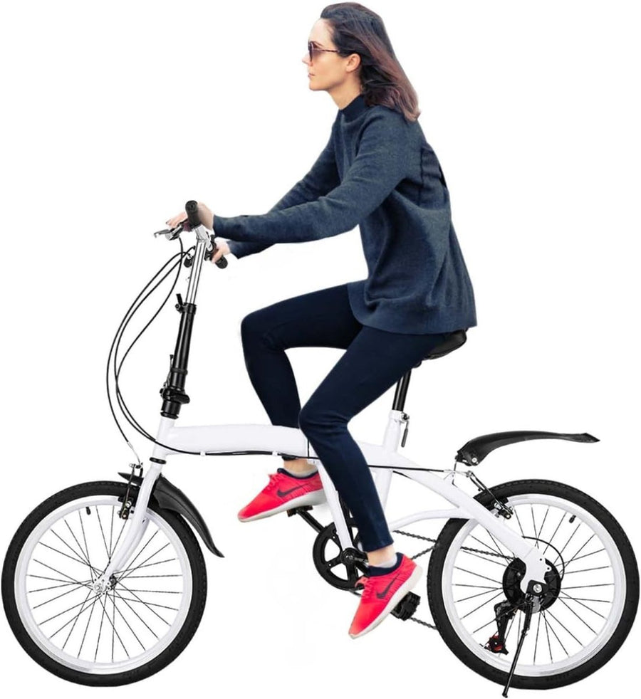 20" Folding Bike Lightweight 6-Speed Adjustable Seat Compact City Ride - Kwikley