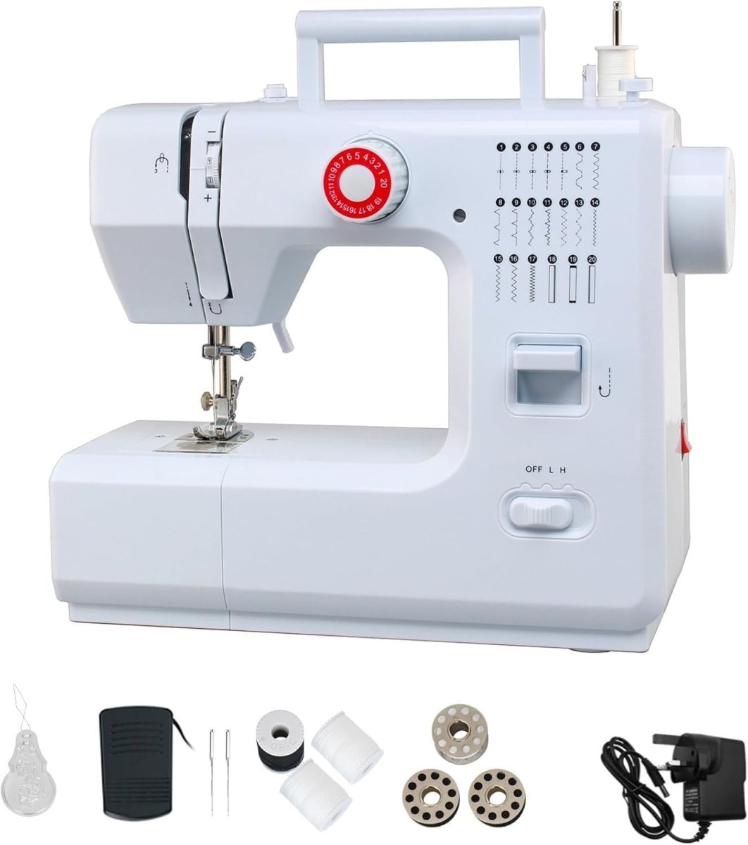 20 Stitch Sewing Machine Electric Dual Speed Foot Pedal Free Arm - Kwikley