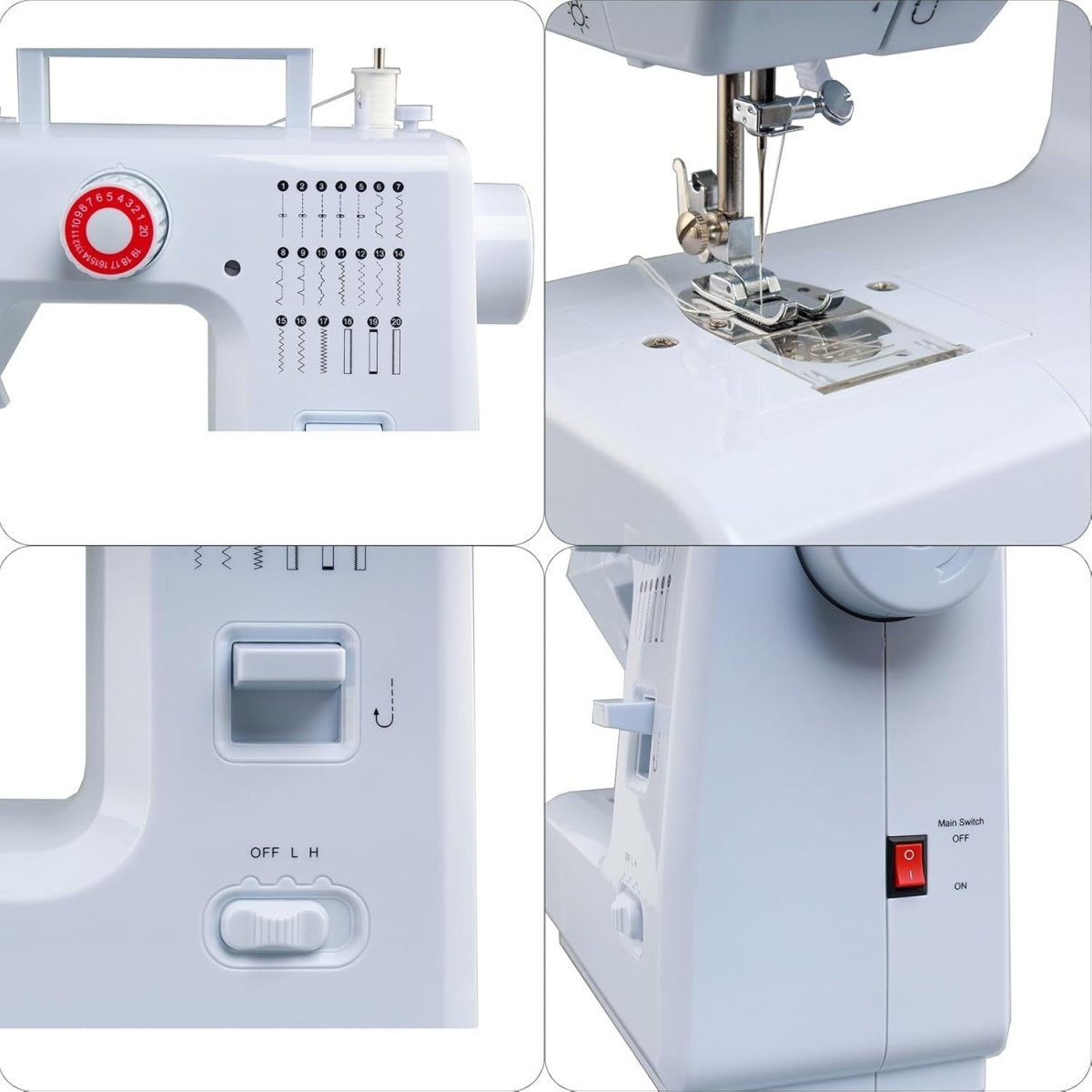 20 Stitch Sewing Machine Electric Dual Speed Foot Pedal Free Arm - Kwikley