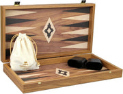 20” Wooden Backgammon Set Walnut Case Luxury Foldable Board Game - Kwikley