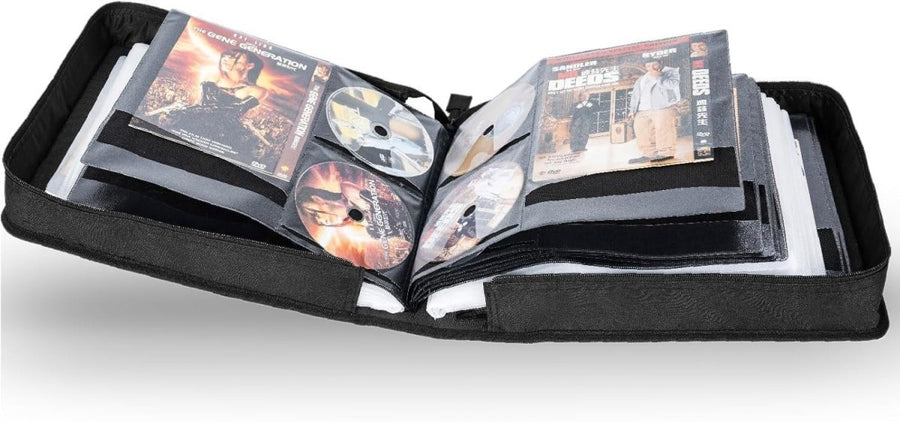 200 CD DVD Storage Wallet Organizer Case 100 Booklet Pockets Black - Kwikley