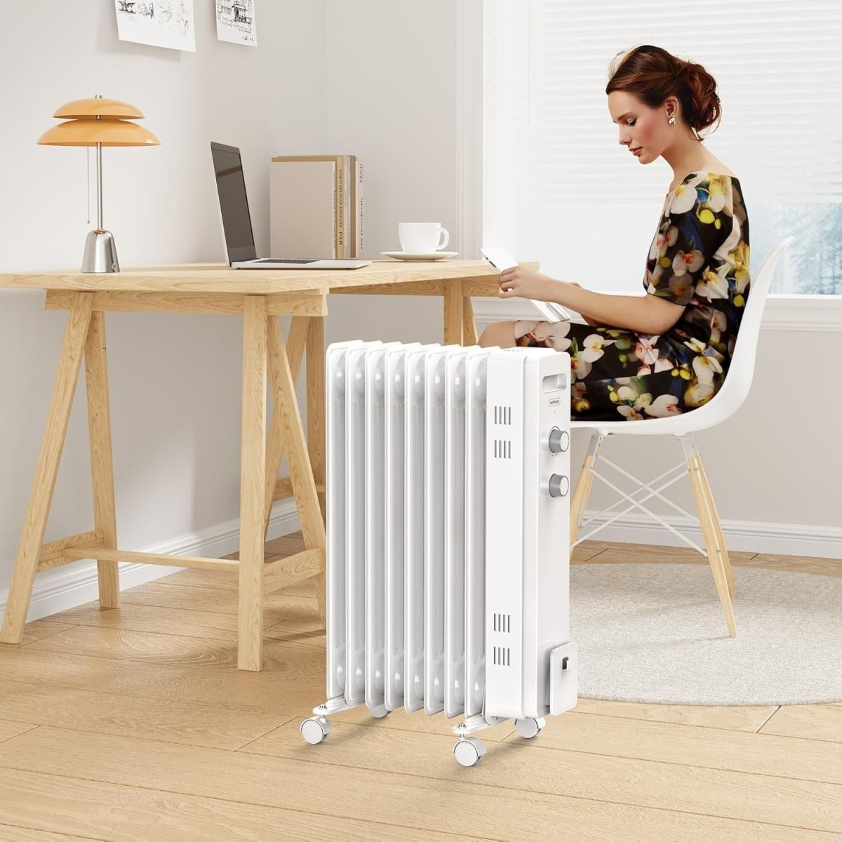 2000W Oil Filled Radiator Heater – Portable, Silent, Adjustable Thermostat - Kwikley