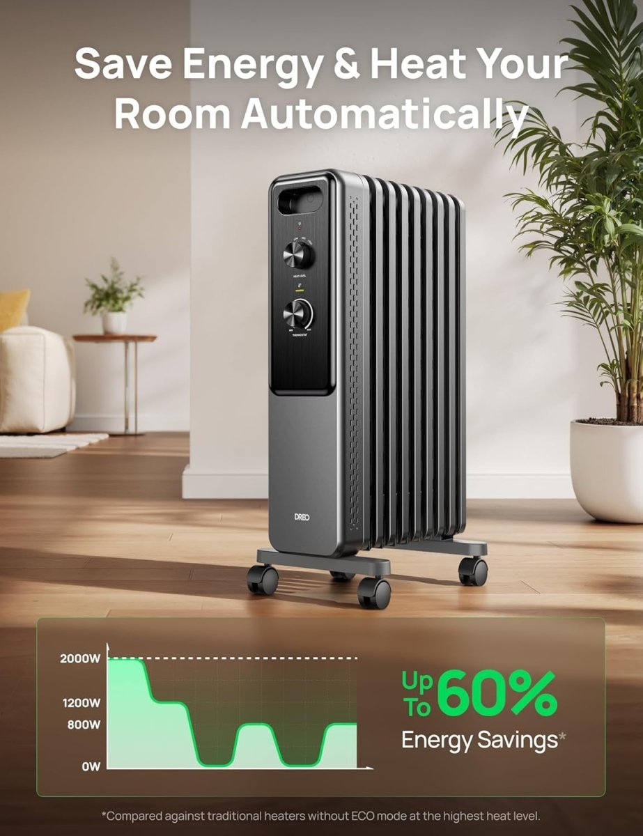 2000W Oil Filled Radiator Heater – Silent, Adjustable Thermostat, Safe & Portabl - Kwikley