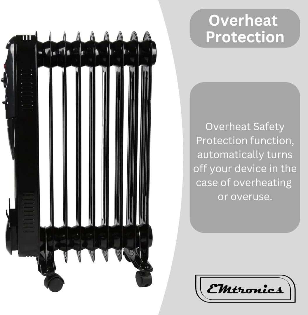 2000W Portable Oil Heater Radiator – Adjustable Thermostat, 3 Heat Settings, Tip - Kwikley