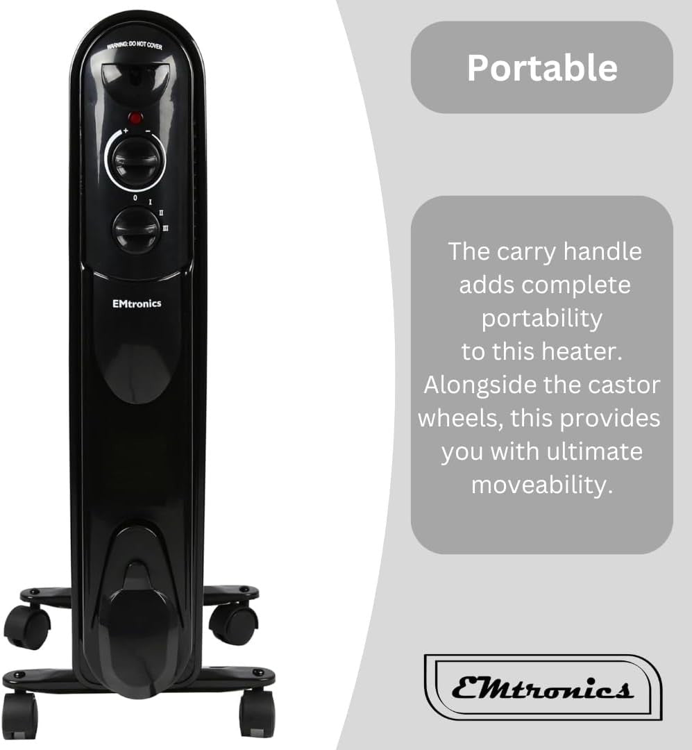 2000W Portable Oil Heater Radiator – Adjustable Thermostat, 3 Heat Settings, Tip - Kwikley