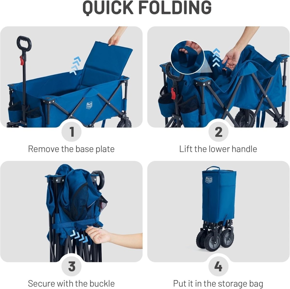 200L Folding Festival Wagon Trolley Heavy Duty Camping Cart Outdoor Picnic - Kwikley
