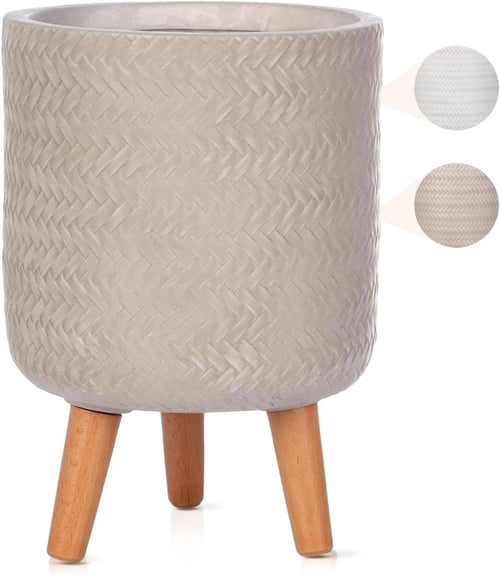 20cm Indoor Plant Pot with Legs Beige Modern Planter Cover 7L - Kwikley