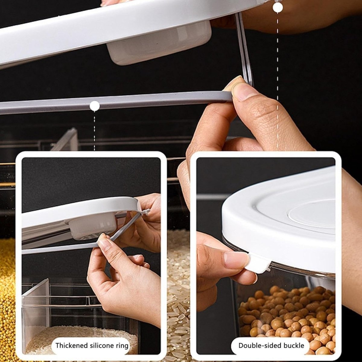 20KG Wall Mounted Rice Dispenser 5 Grid Airtight Grain Storage Unit - Kwikley